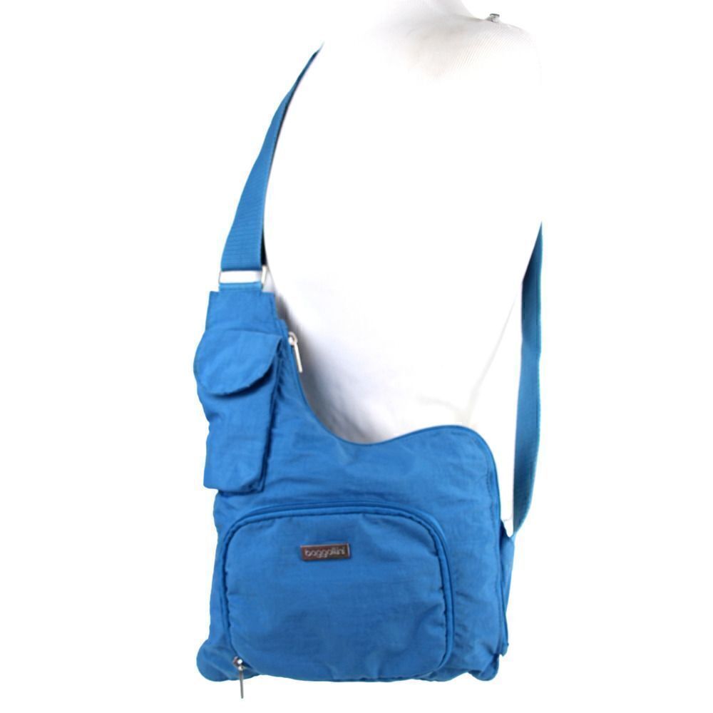 baggallini BLUE NYLON CANVAS URBAN MESSENGER CROSSBODY ORGANIZER SHOULDER BAG 2